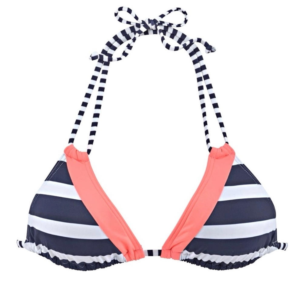 Lascana Striped Bikini Top with Coral Accents